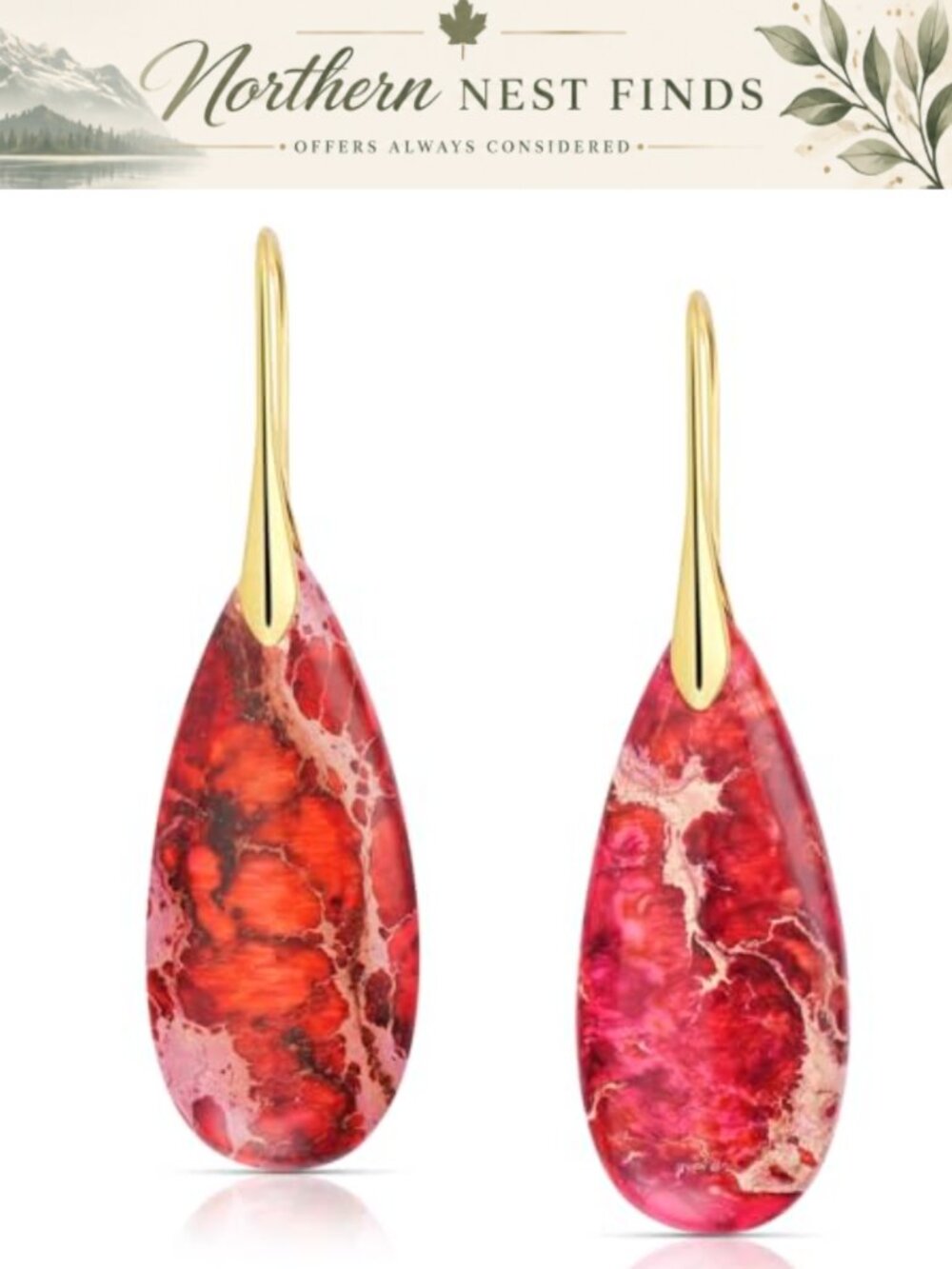 Emperor Stone Dangle Earrings Gold Plated Copper Fishhook Gift